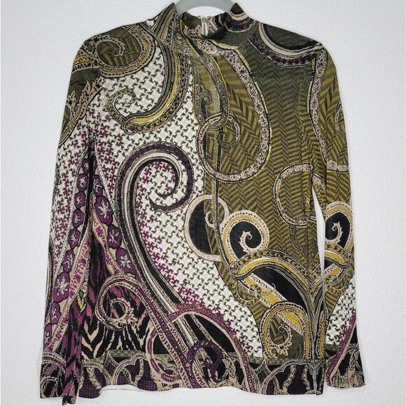 CHICO'S Mixed Neutral Paisley Mock Neck Sweater Perfect Layering Piece, NWOT - Picture 1 of 9